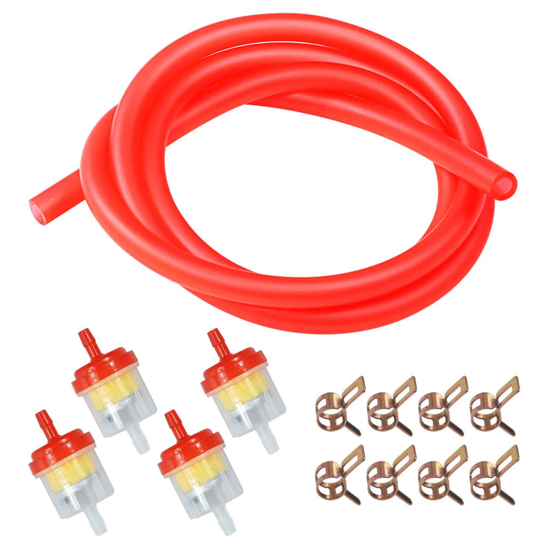 Dirt Bike Gas Fuel Line Hose Fuel Filter for 50cc 110cc 125cc TaoTao Coolster Apollo GY6 Motorcycle Pit Bike Motocross Pocket Bike Chinese Atv Four Wheeler Moped Scooter Quad Go Kart Parts Red