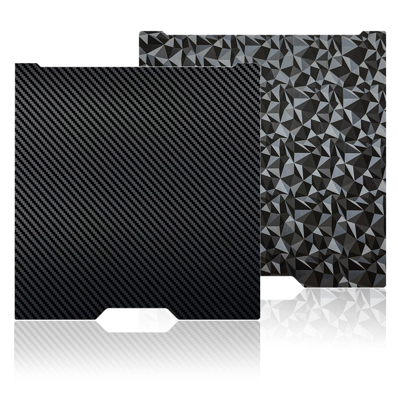 Carbon Fiber + Diamond Hot Bed for Bambu Lab H2D/H2S Build Plate 355x346mm Double Sided PEO PET Build Plate Flexible Removable Spring Steel Heated Bed Printing Platform for Bambus H2D/H2S 3D Printer PEO+ PET