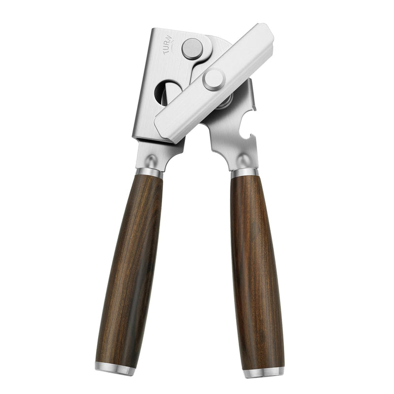 Upgraded Efficient Manual Can Opener - Selected Solid Wood Handle, Sharp and Smooth Blade Edge, Portable Design, Easy-Open Large Knob, Versatile for Various Bottle Caps（Agarwood） Agarwood