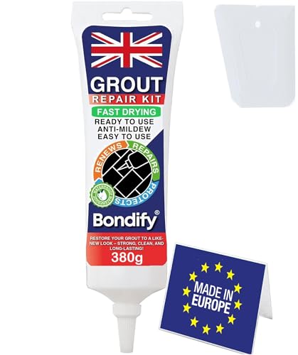 Waterproof White Tile Grout Repair Kit Premixed, 13.4oz/380g Fast Drying, Extra Volume Premixed Acrylic Sanded Grout Filler for Bathroom, Shower, Kitchen, Patio, Window, Gaps & Crack Filler WHITE - 13.4 Oz x 1PC