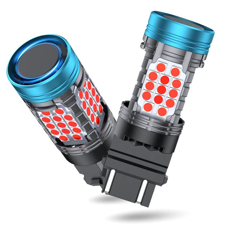CANBUS 3157 LED Bulb Red with Built-in Resistor for Tail Light Anti Hyper Flash,3057 3457R Brake Bulbs Error Free,3056 4057A 4156 4157A LED Bulb Replacement for Rear Turn Signal Lights(2pcs)