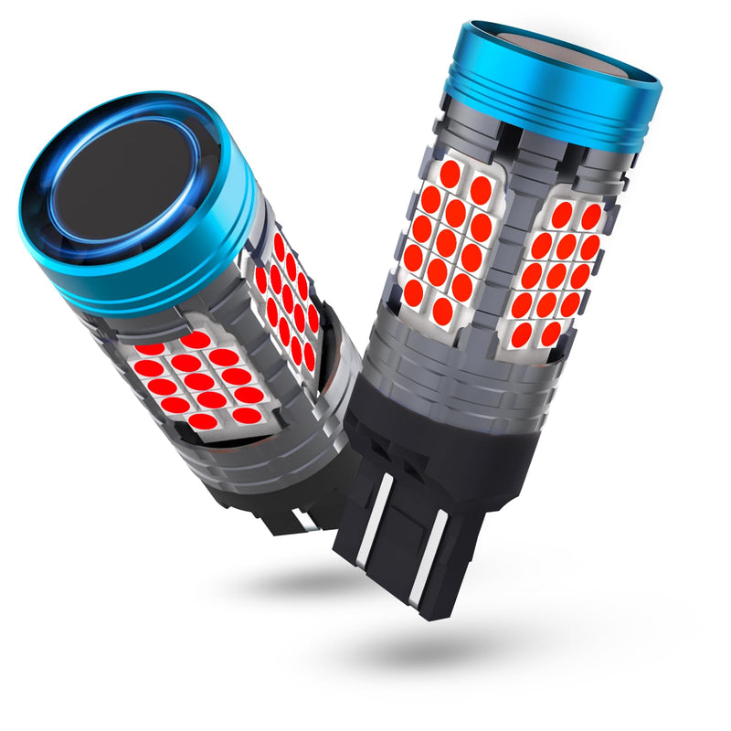 CANBUS 7443 LED Bulb Red With Built-in Resistor CANBUS Ready for Brake Light 7443R W21W 7440 LED Tail Light Bulb Error Free,7444A LED Bulb Replacement for Rear Turn Signal Lights(2pcs)