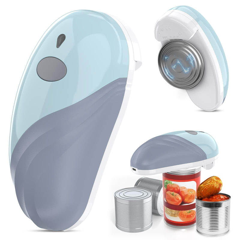 HuiJuKeJi Electric Can Opener, Rechargeable Automatic Can Opener for Seniors with Arthritis, One-Touch Hands-Free Can Opener for Almost Can Sizes, Smooth Edge & Food-Safe Kitchen Gadgets-Blue Blue