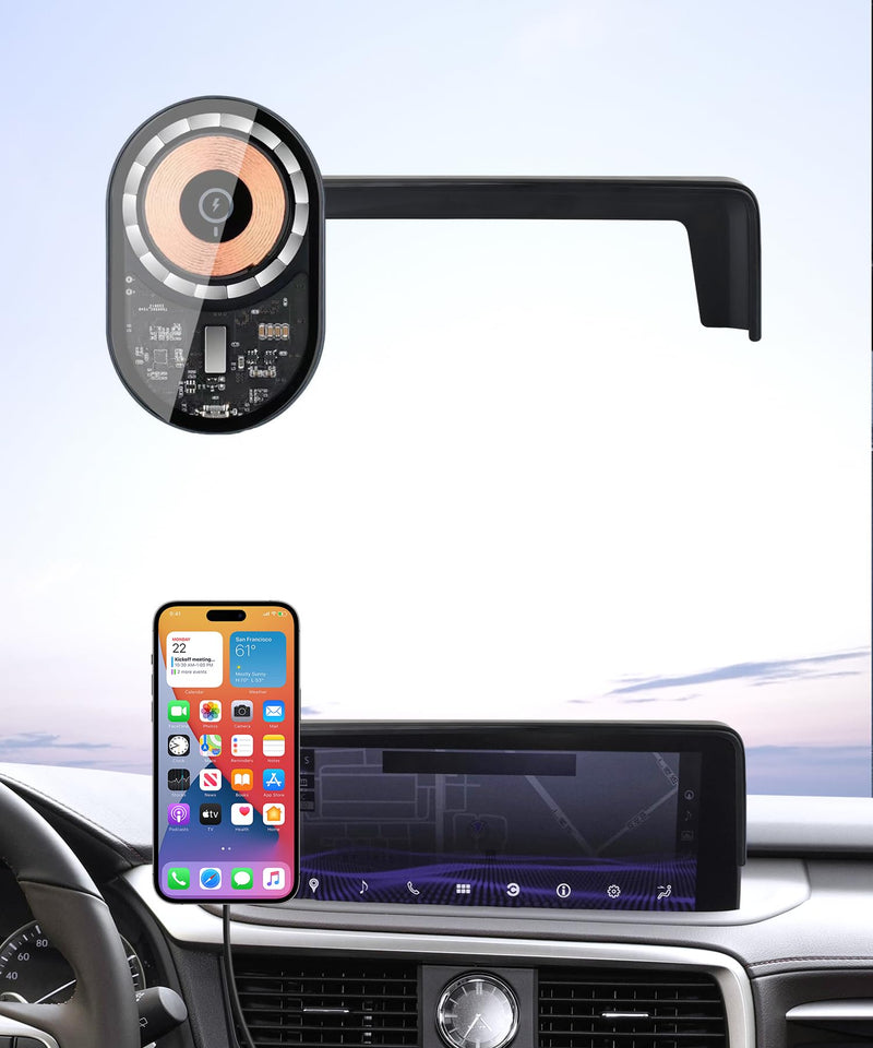 15W Wireless Charger Car Phone Holder for Lexus RX 2020-2022, 12.3" Screen | Magsafe Accessories Fast Charging Magnetic Cell Phone Holder Clip Compatible with iPhone Android, 3D Fit Vehicle Phone Stand 12.3-inch for 2020-2022 RX/RX Hybrid