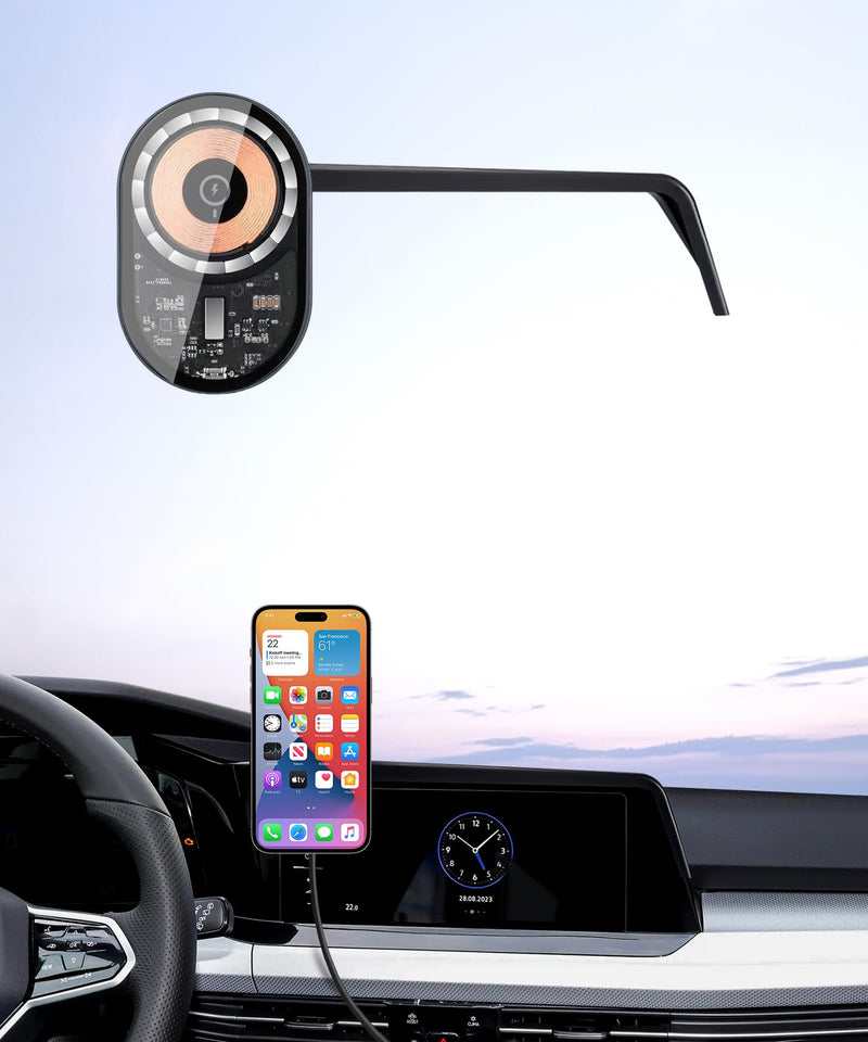 Wireless Charging Car Phone Holder for Volkswagen Golf/GTI/Golf R 2022-2024 | Magsafe Accessories Fast Charging Magnetic Cell Phone Holder Clip Compatible with iPhone Android, 3D Fit Vehicle Phone Stand For 2022-2024 Golf/Golf GTI/Golf R