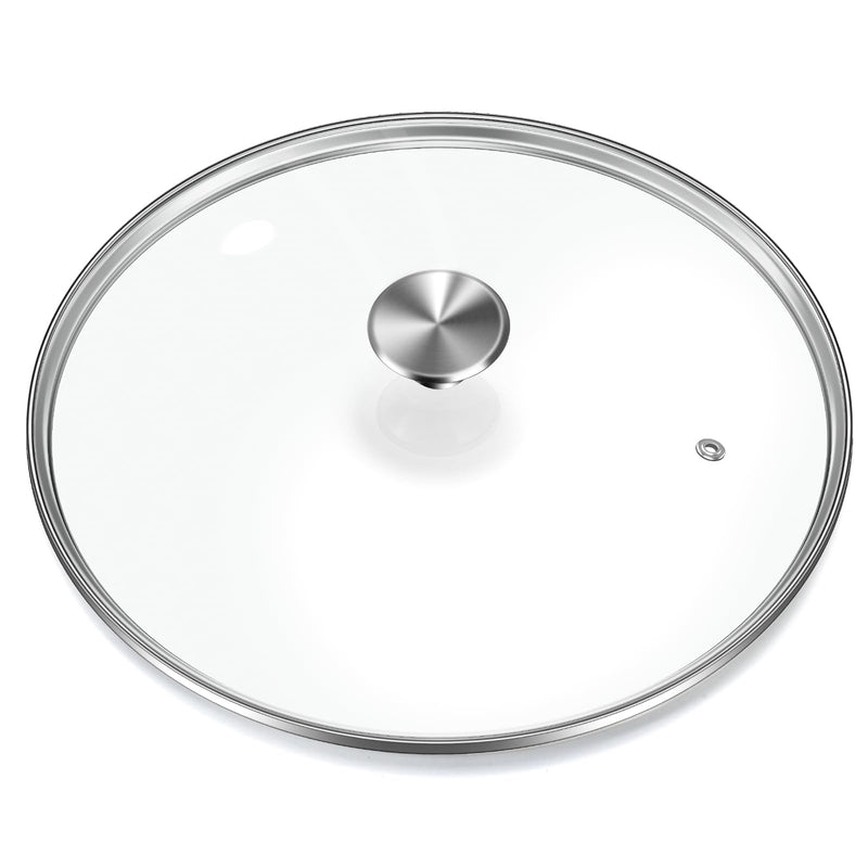13" Glass Lid - Versatile Round Tempered Glass Replacement for 13 inch Frying Pans, Pots, Skillets, Dutch Ovens - Dishwasher Safe and Oven Safe up to 400°- Stainless Steel Knob Silvery