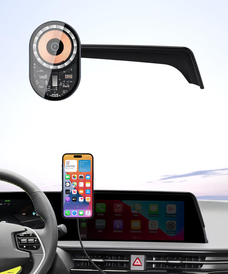 Wireless Charging car Phone Holder for Kia EV6 2022-2024 Accessories 12.3 inch Screen Fixed Clip,360° Rotation car Phone Mount Compatible with MagSafe 12.3-inch for 2022-2024 EV6