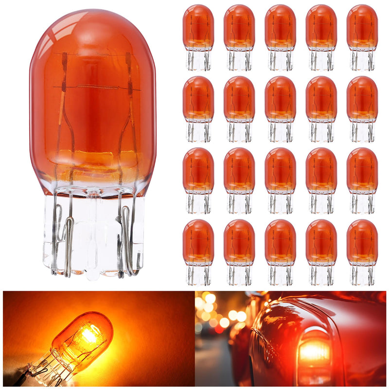 Meonum 20 Pcs 7443 Brake Light Bulbs 7444NA LED Bulb 7443 7444 LED Bulb Amber T20 W21/5W 12V 21/5W Automotive Tail Brake Backup Reverse Turn Signal Light Bulbs Replacement