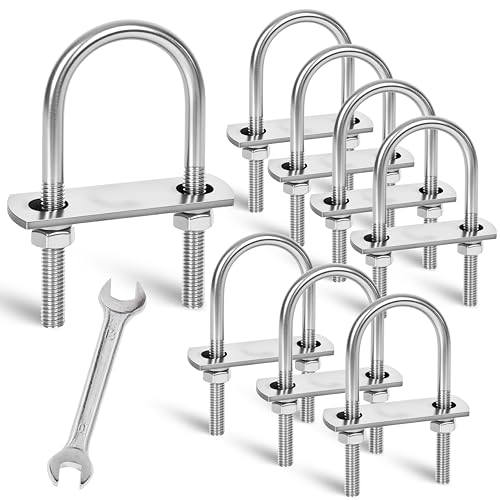 8 Sets M8 U-Bolts,u-Bolts 2" (50mm) Wide,U-Bolts with Nuts M8 x 50mm x 100mm 8