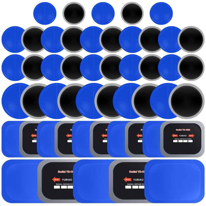 Tallew 50 Pcs Tire Patches 5 Sizes Rubber Radial Tire Repair Patch Plug Kit Emergency Repair Tool for Puncture Car Truck Bus Tractor Vehicle Motorcycle 32, 42, 58, 65x80, 85x120 mm