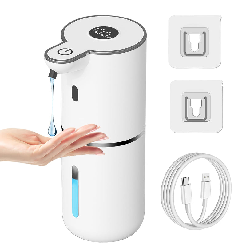 Automatic Liquid Soap Dispenser Touchless, USB Rechargeable Smart Hand Soap Dispenser, 6-Level Adjustable, 12.8oz/380mL Wall Mounted for Bathroom Kitchen Accessories Dish Soap-White White