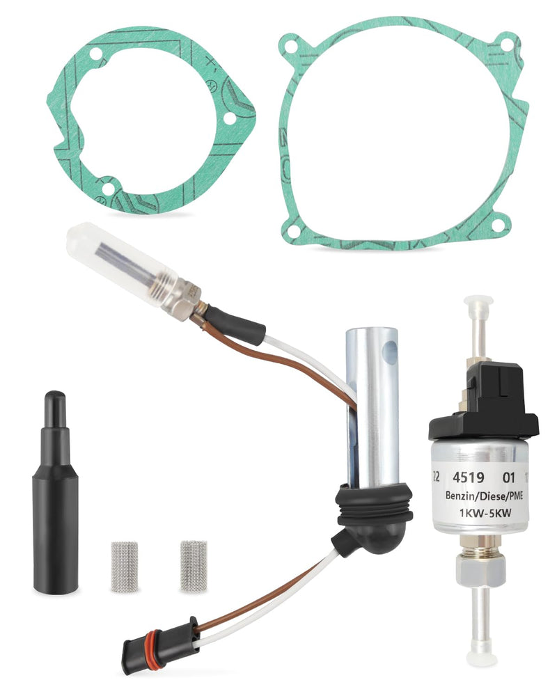 22451901 12V Heater Glow Plug Repair Kit and 12V Fuel Metering Pump Heater Fit for Eberspacher Airtronic D2 D4 Replace 252069011300, Parking Heater Maintenance with Strainer Screen