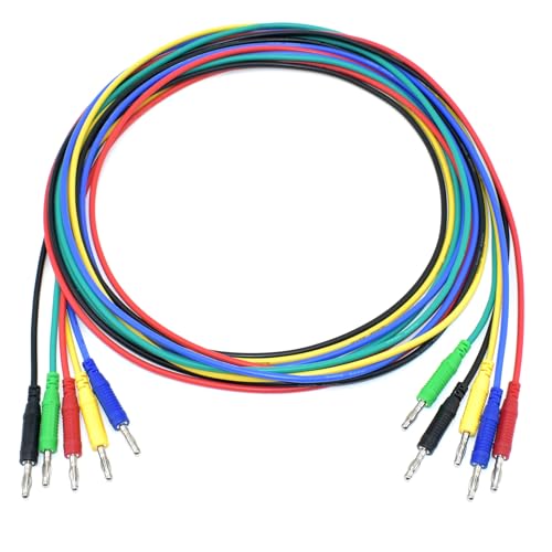 zhenyu 5 Colors 4mm Banana Plug Male to Male Test Leads 14AWG Heavy Duty Jumper Wires Silicone Soft Test Cable for Multimeter Electrical Testing 20A 6Ft 5Pcs-Length of 6 Feet