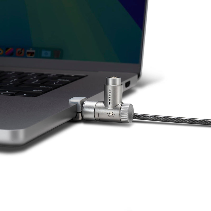 HyperShield MacBook Pro Cable Laptop Lock — Tool-Free MacBook Security Lock w/ 6.5 Ft. Steel Cable, Full Port Access — for 14” & 16” Apple Silicon Devices — Ideal for Public Spaces