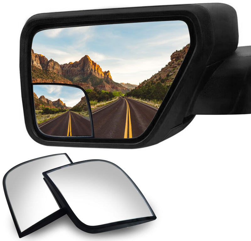 Convex Stick On Custom Fitted Blind Spot Mirrors Compatible With 2021-2025 Ford F-150 F150- Engineered to Provide A Wider View