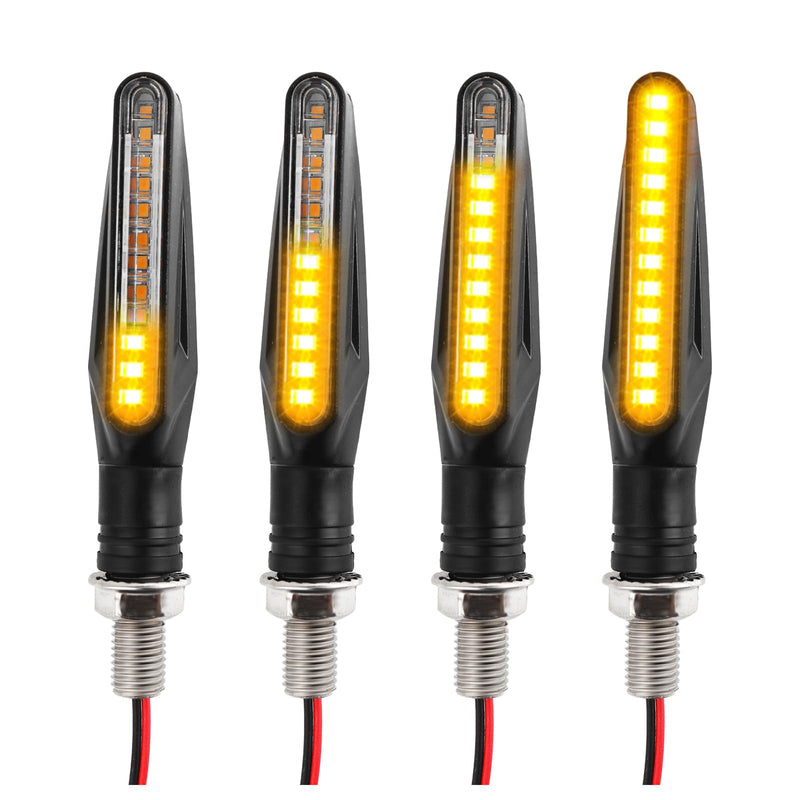 4PCS Motorcycle Turn Signals LED,Ultra-Bright 12 LED Front & Rear Motorcycle Blinkers with Sequential Flow Mode,Upgraded 12V Motorcycles Indicator Lights Motorcycles Parts