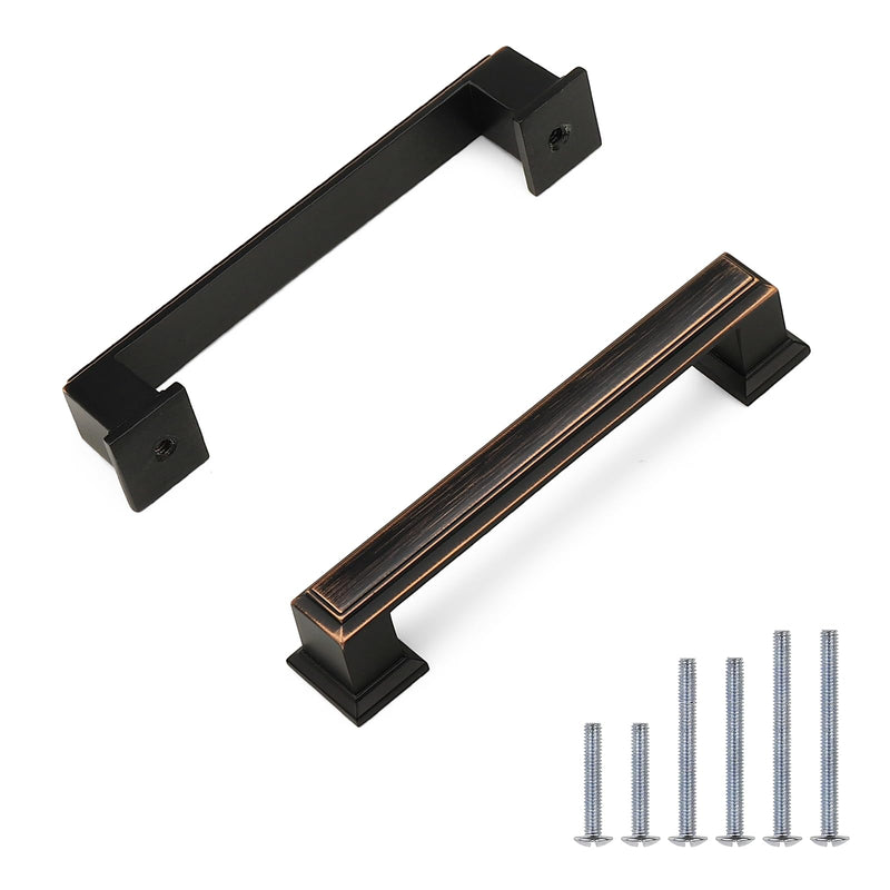 Knobonly 10 Pack 3-3/4 Inch Hole Center Oil Rubbed Bronze Cabinet Pulls, Heavy Duty Cabinet Kitchen Handles, Cabinet Hardware for Dressers Drawewr