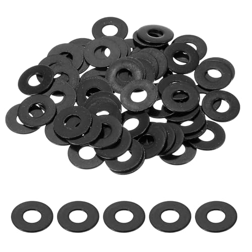 uxcell 60 Pcs Flat Washer for Screws, Stainless Steel Washers 6mm ID x 16mm OD x 1mm Thick for Bolts, Factories Repair, Kitchens, Shops, and Outdoor Construction, Black