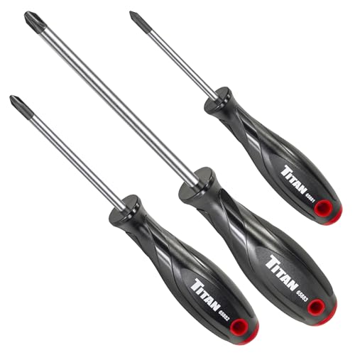 Titan 65885 3-Piece JIS Screwdriver Set with Magnetic Tips – Includes #1 x 3", #2 x 4", #3 x 6" – Designed for Japanese Standard Screws, Compatible with Japan-Made Cars, Trucks, and Motorcycles