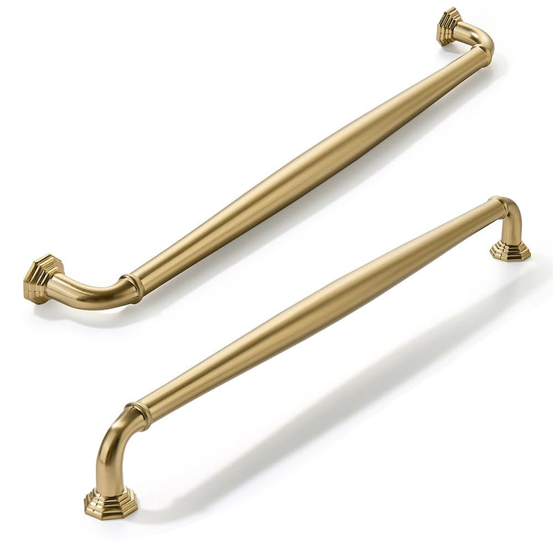 2 Pack 12 Inch Hole Center Brushed Brass Heavy Duty Solid Cabinet pulls Ideal for Dressers, Bathroom, cabinets, and Kitchens cabinets. 2 Pack