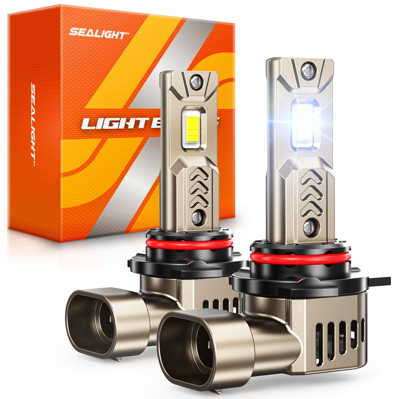 SEALIGHT 9012 HIR2 Light Bulbs, 9X Super Brighter 6500K Cool White 9012 HIR2 LED Fog Bulbs with Fan, 1:1 Halogen Mini Size, Off-Road Lights with Plug N Play, Pack of 2 9012/HIR2