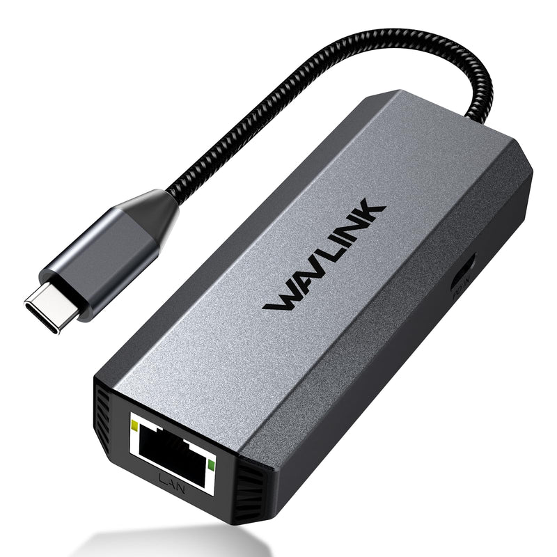 WAVLINK USB C to Ethernet Adapter 2.5 Gbps, USB to 2.5G Ethernet Adapter with 95W Power for Laptop, USB-C to RJ45 Network Converter (Thunderbolt 4/3 Compatible) for Windows, Mac OS, iPad OS and More 2.5G Ethernet Adapter PD