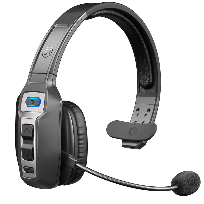 BRAMMAR Trucker Bluetooth Headset with AI Noise Cancellation Microphone, Trucker Headset with 65Hrs Talk Time & Mute Button, Multipoint Connection, Bluetooth Headsets Fit for Truck Drivers/Cell Phones Black