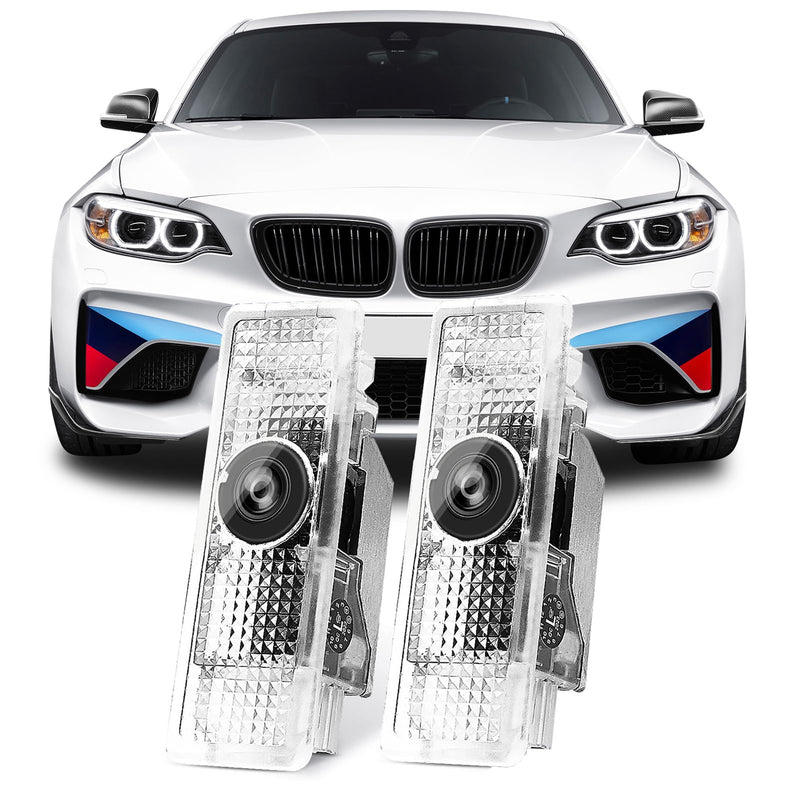 Never Fade HD Door Light Logo Projector Compatible with 1/2/3/4/5/6/7/M/X/Z/GT Series Accessories, 2Pcs 3D LED Ghost Shadow Laser Car Courtesy Step Light Puddle Lamps (ClassicBlueWhiteLogo) ClassicBlueWhiteLogo