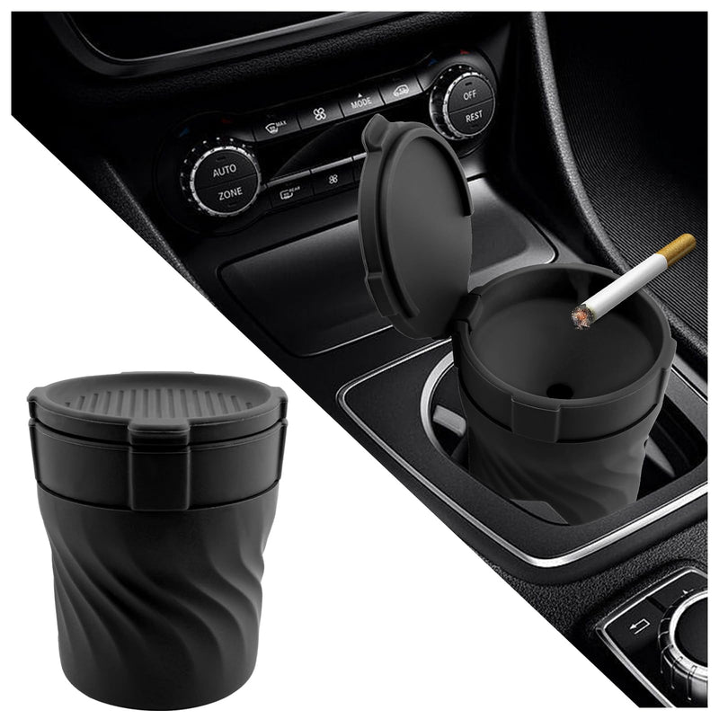 Car Silicone Ashtray,Drop-Proof & Non-Breakable Smokeless Car Ashtrays for Cup Holder Smell Proof with Separate Design,Portable Cars Ashtrays with Lid as Cars Trash Can (Black) Black