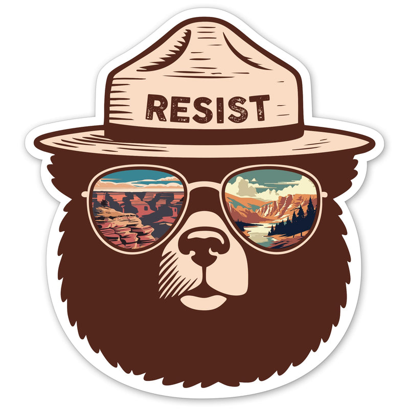 Funny Smokey The Bear Sticker, Smokey The Bear Resist Bumper Stickers for Car Truck Laptop, Firefighting Wildfires Camping Stickers, National Parks Gifts for Men, Women, Nature Lovers, 4.6x5 1