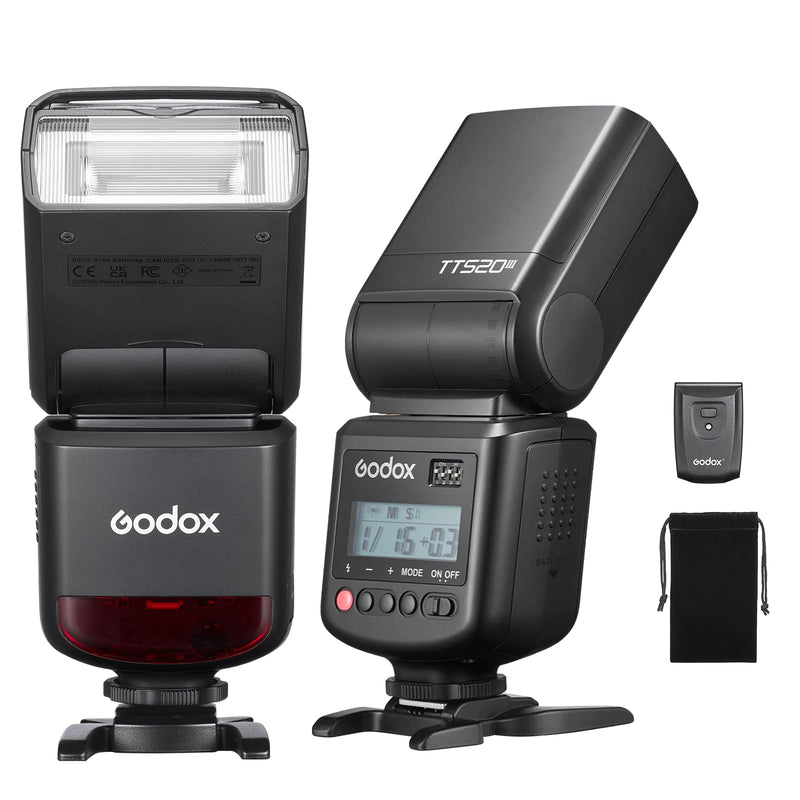 Godox TT520III Camera Flash Speedlite, GN 33 Flash Speedlight with RT-16 Wireless Trigger Transmitter, S1/S2 Optical Sync, PC Sync Port for Canon/Sony/Fujifilm/Nikon/Panasonic/Olympus