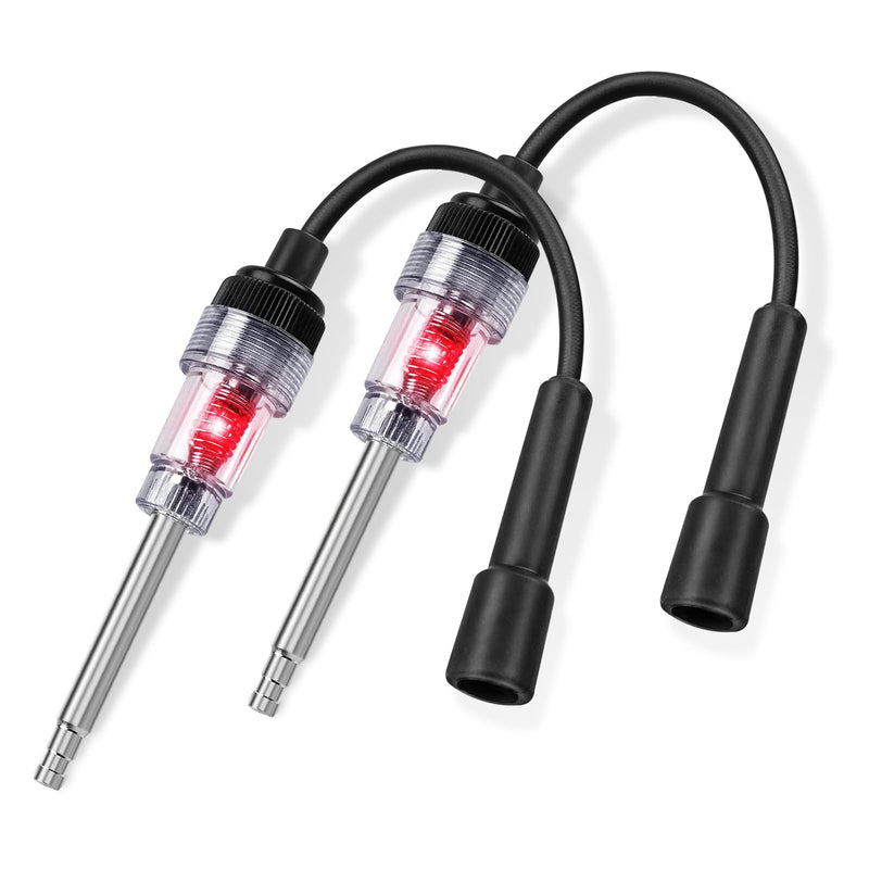 2PCS Inline Spark Plug Tester, Straight Boot Engine Ignition Coil Tester, Internal/External Engine Checker Armature Diagnostic Detector for Automobile Motorcycle Lawn Mower 2PCS