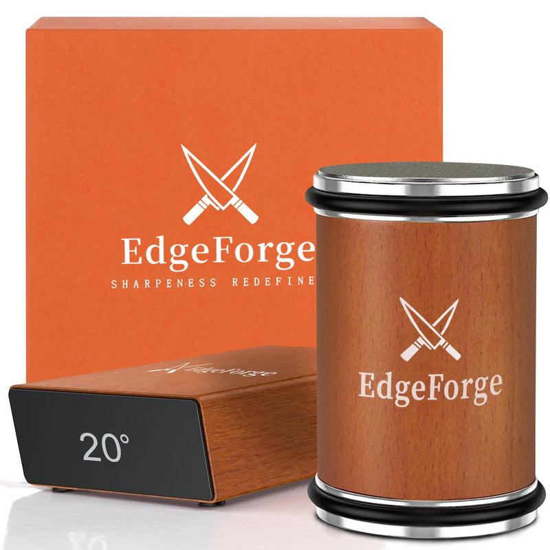 EdgeForge™ Rolling Knife Sharpener Kit - Beech Wood Magnetic Rolling Sharpener for Knives with 15 & 20 Degree Angles - Elegant Gift for Chefs & Cooks - Knife Sharpening Kit for Kitchen & Pocket Knives Standard Set