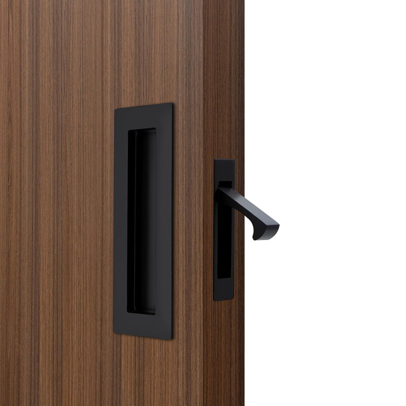 Dontay Sliding Pocket Door Handles, 304 Stainless Steel Non Locking Pocket Door Hardware, Recessed Flush Finger Pulls, Heavy Duty Edge Pull (1 Set, Matte Black, 6 Inch) 1 Set