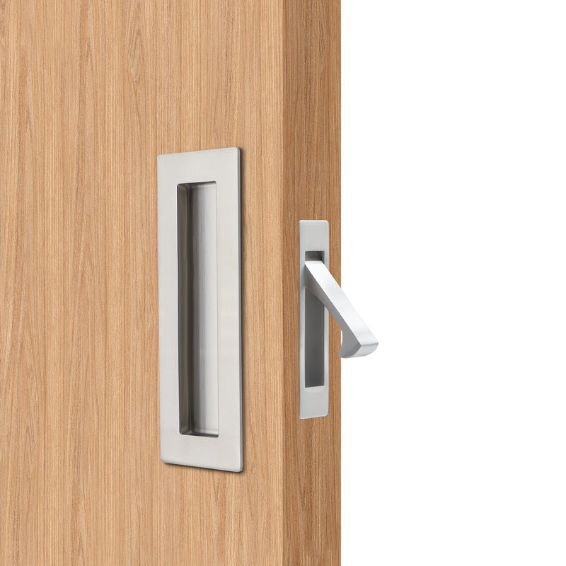 Dontay Sliding Pocket Door Handles, 304 Stainless Steel Non Locking Pocket Door Hardware, Recessed Flush Finger Pulls, Heavy Duty Edge Pull (1 Set, Satin Nickel, 6 Inch) 1 Set