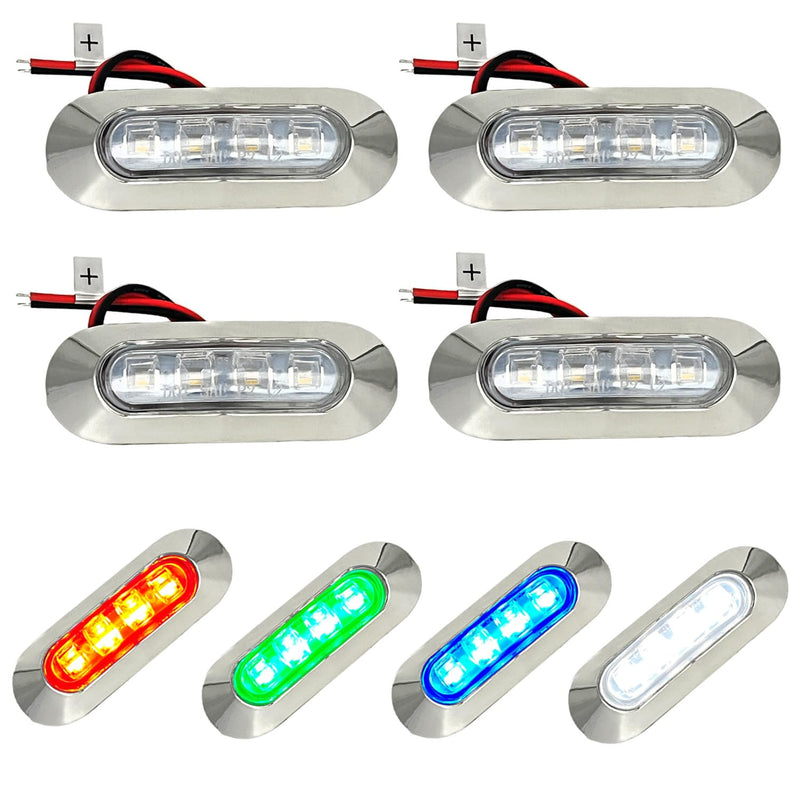 Marine Boat Interior Lights, 3.8’’ Waterproof RGBW Boat Deck Courtesy Light, 12V Stern Anchor Navigation Lamp for Pontoon Kayak (4Pcs) 3.8inch RGBW