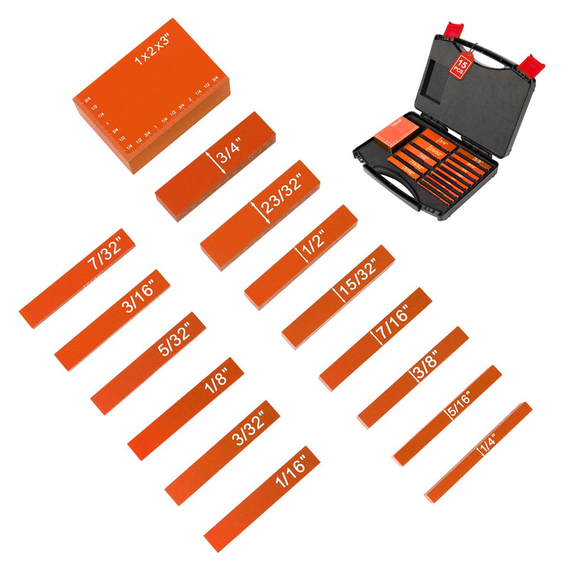 Setup Blocks-15 Pcs Aluminum Precision Height Gauge Set for Router and Table Saw Woodworking Set Up Accessories,Orange Inch Orange