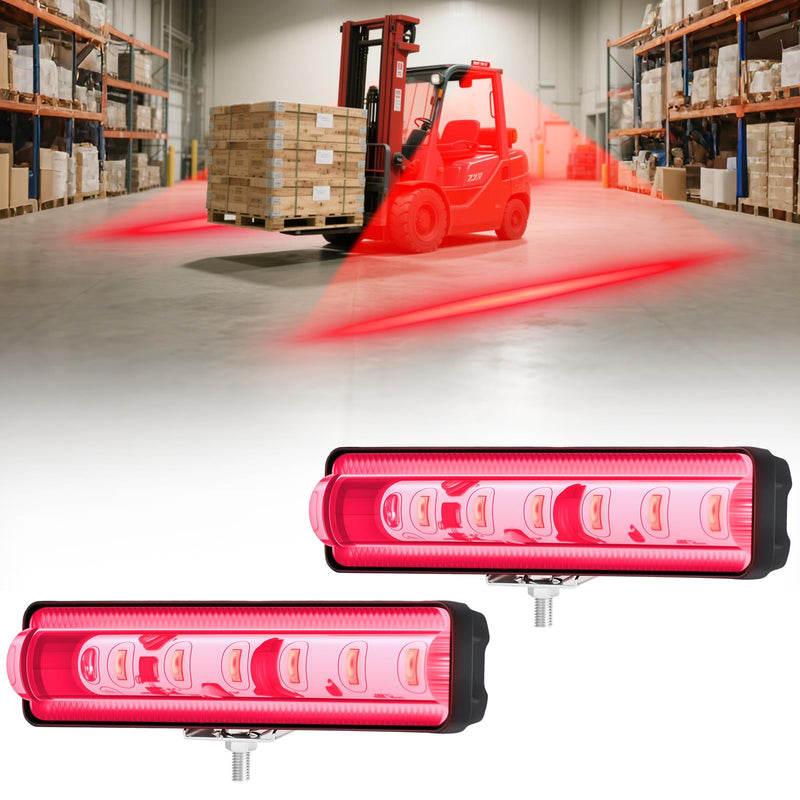 LED Forklift Safety Light Red for AGV Automated Guided Vehicle, Forklift Truck, Industrial Lift, Warehouse Safety, IP67 Waterproof, Aluminum Housing (2PCS) 2PCS