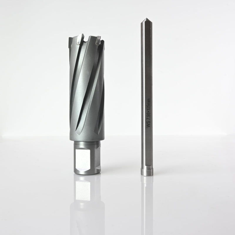 Wind Speed Carbide-Tipped Annular Cutter 1" Diameter x 2" Depth with Weldon Shank, High Precision Mag Drill Bit for Magnetic Drill Press, for Hard Material, Stainless Steel, Cast Iron, CT-500 2" depth (50mm)