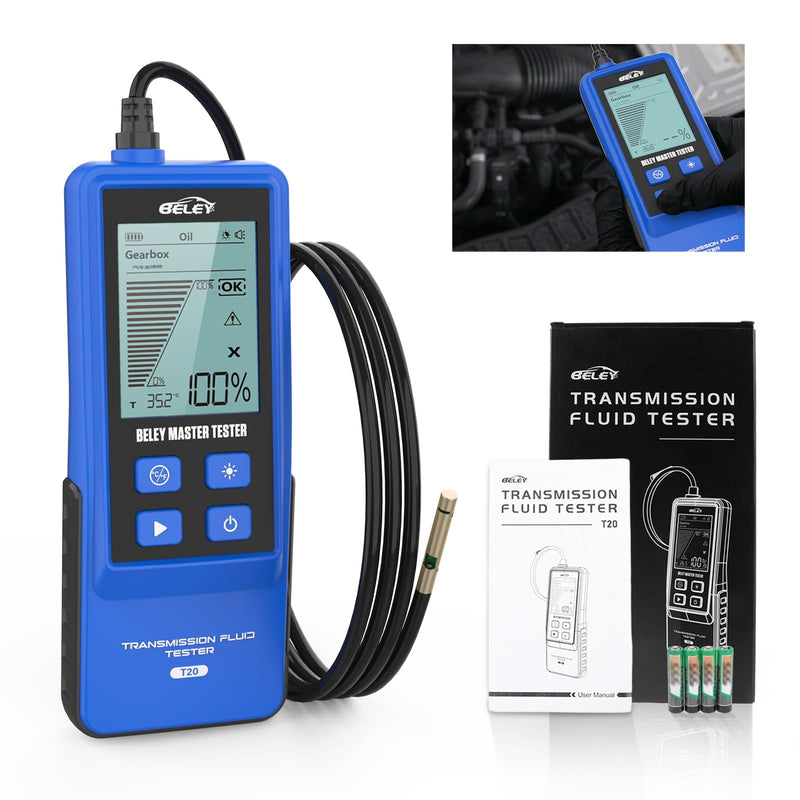Transmission Fluid Tester Kit Gasoline & Diesel Gearbox Oil Diagnostic Tool High-Precision Diagnostic Analysis Tool with 31.5in Probe Transmittance/Temperature Testing, 2.8in Display (4 Batteries) Transmission Fluid Tester Kit -T20