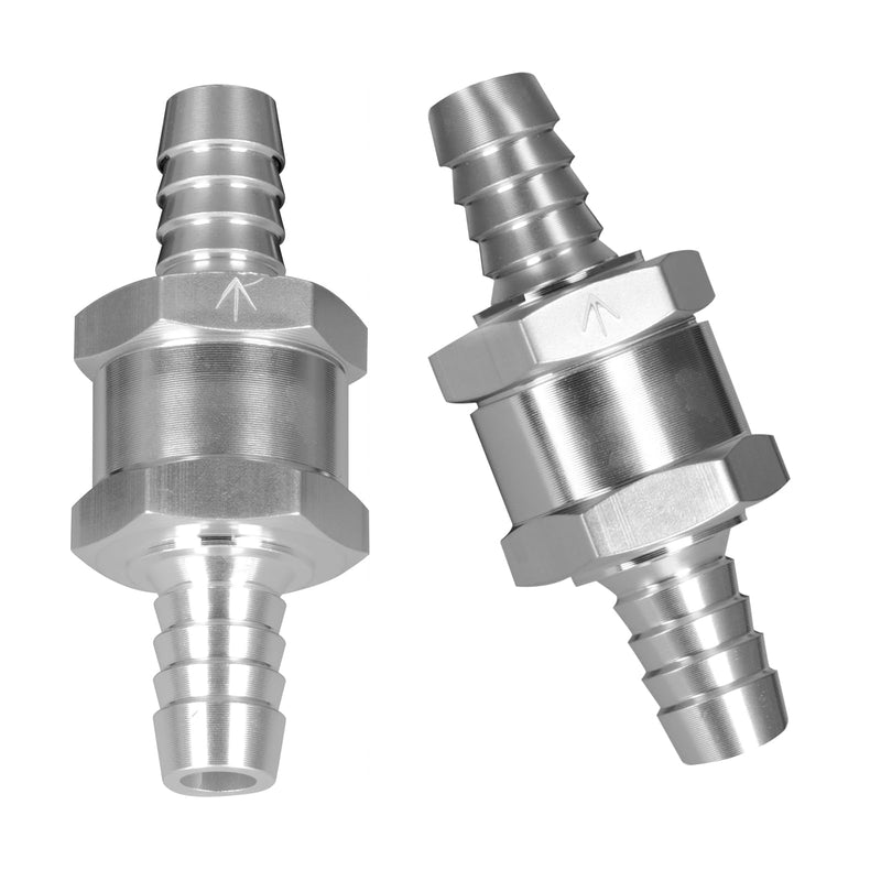 3/8" Fuel Check Valve, 2PCS OD 10mm One Way Bleeder Valve Inline Non Return for Diesel Gasoline Silver 3/8