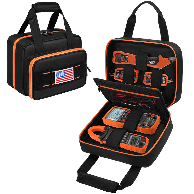 Carrying Case Compatible with Klein Tools ET310/MM325/NCVT3P/RT250/69149P, Electrician Tool Organizer for Multimeter, Voltage Tester, Clamp Meter & Circuit Breaker Finder