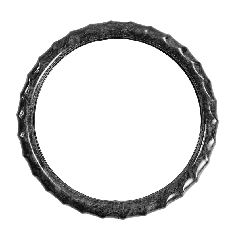 Wood Grain Steering Wheel Cover - Comfortable Grip, Artistic Design, Easy to Install, Universal Fit for Cars, Trucks, Vans & SUVs (Black) BLACK