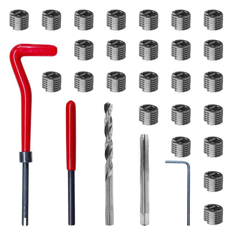 30PCS M6 x 1.0mm Thread Repair Insert Kit, Stainless Steel Helicoil Inserts Set, Compatible Hand Tool Set, M6 Thread Metric Helicoil Repair Kit Assortment for Car Repairing