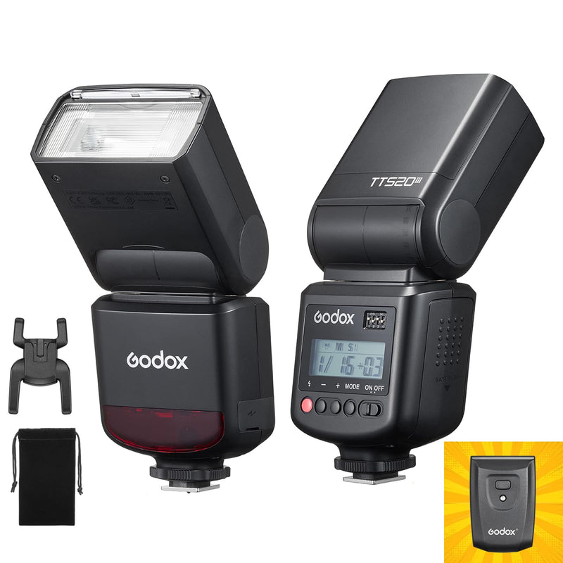 GODOX TT520III Universal Camera Flash Speedlite(TT520II Upgraded) | Built-in Receiver and RT Transmitter,S1/S2 Modes,8 Power Levels,Compatible with Canon Nikon Olympus Fujifilm Panasonic