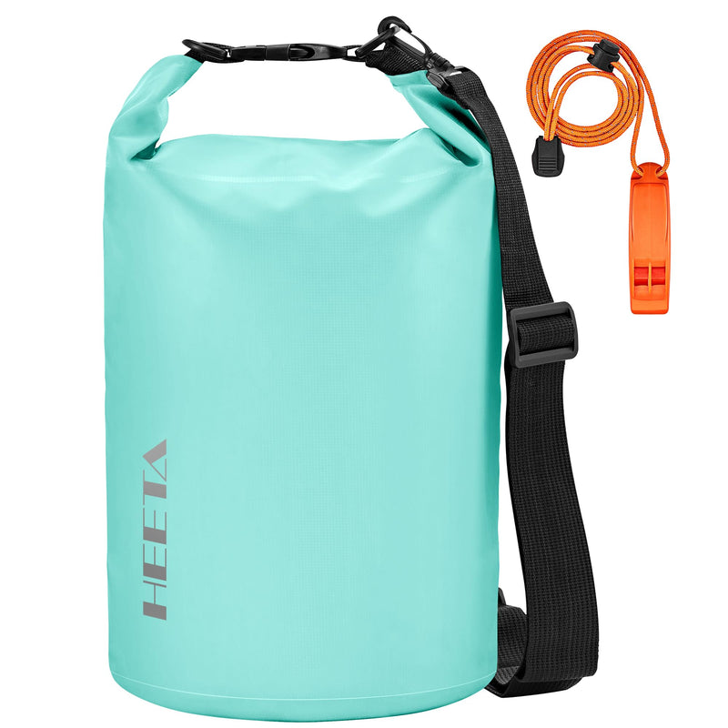HEETA Waterproof Dry Bag for Women Men, 5L/10L/20L/30L/40L Roll Top Lightweight Dry Storage Bag Backpack with Emergency Whistle for Travel, Kayaking, Boating, Camping, Beach, Cruise Ship Essentials 10L Mint Green