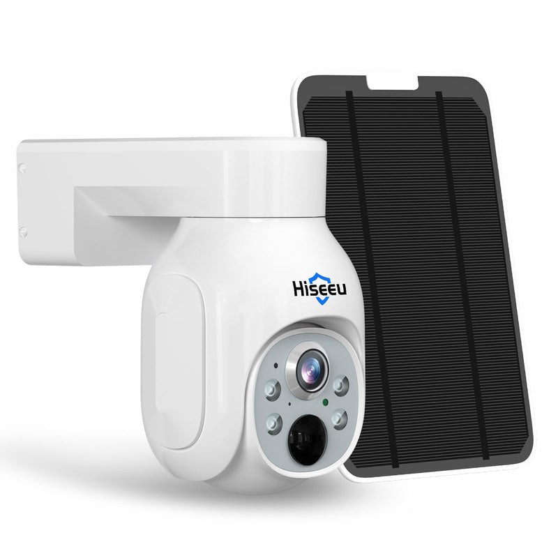 Hiseeu Solar Security Camera Outdoor, 4MP Wireless WiFi Camera, PTZ 360° View, PIR Motion Detection, Color Night Vision, IP66, 2-Way Audio, Compatible with Alexa WTD403us