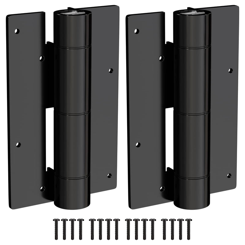 2 Pack Self Closing Hinge 5-3/4" Matte Black Auto Close Door Hinges，Adjustable Commercial Grade Auto Self-Closing，Aluminum Gate Hinges for Metal Gates 2