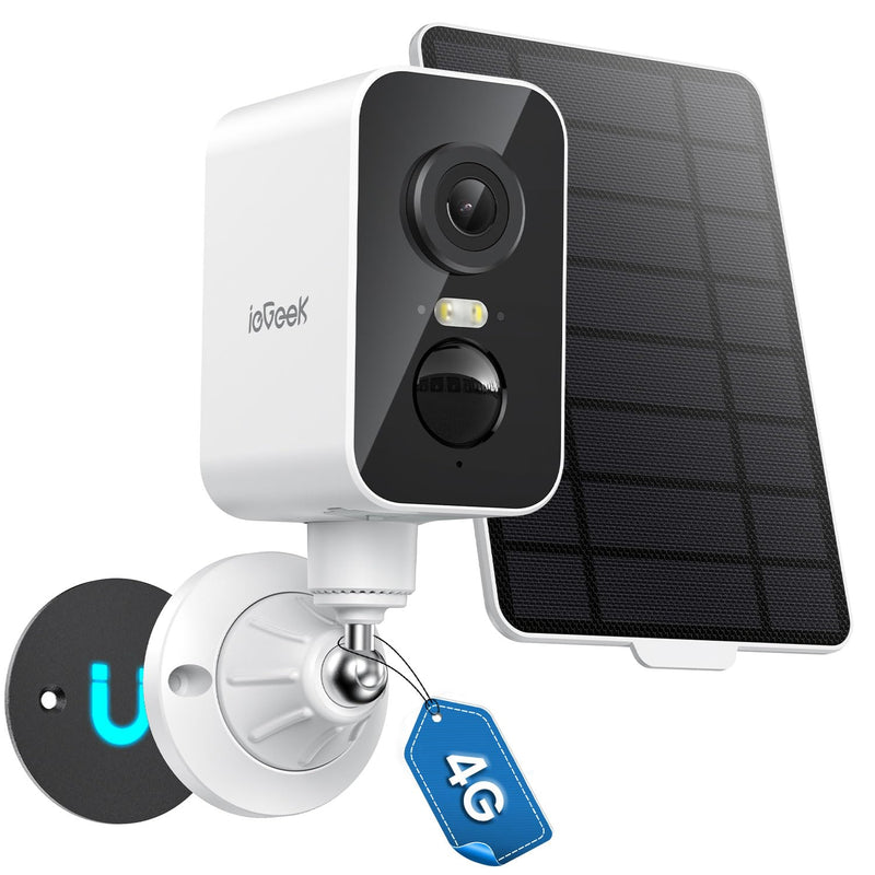 ieGeek 4G LTE Cellular Security Camera Wireless Outdoor, No WiFi Solar Powered Camera, Off Grid Security Camera with SIM Card, 2K Color Night Vision, PIR Motion Sensor, Magnetic Install, 2-Way Audio