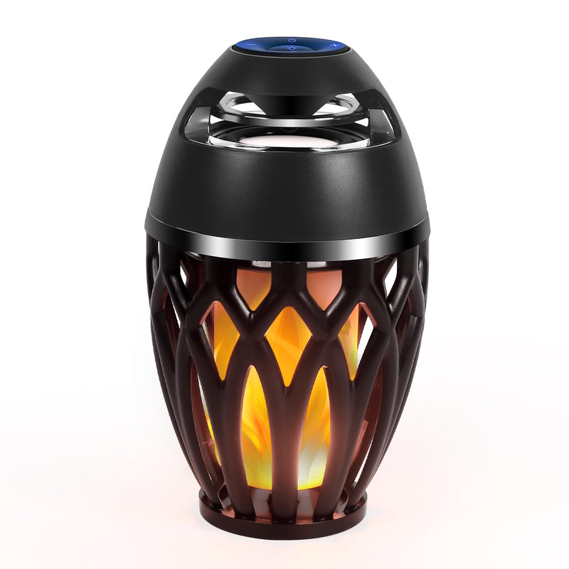 Outdoor Bluetooth Speakers, Wireless Speaker with LED Flame Speaker,Ipx5 Waterproof Design, Bluetooth 5.0 LED Flame Lamp for Outdoor Party, Camping and Desktop Decoration (Black)